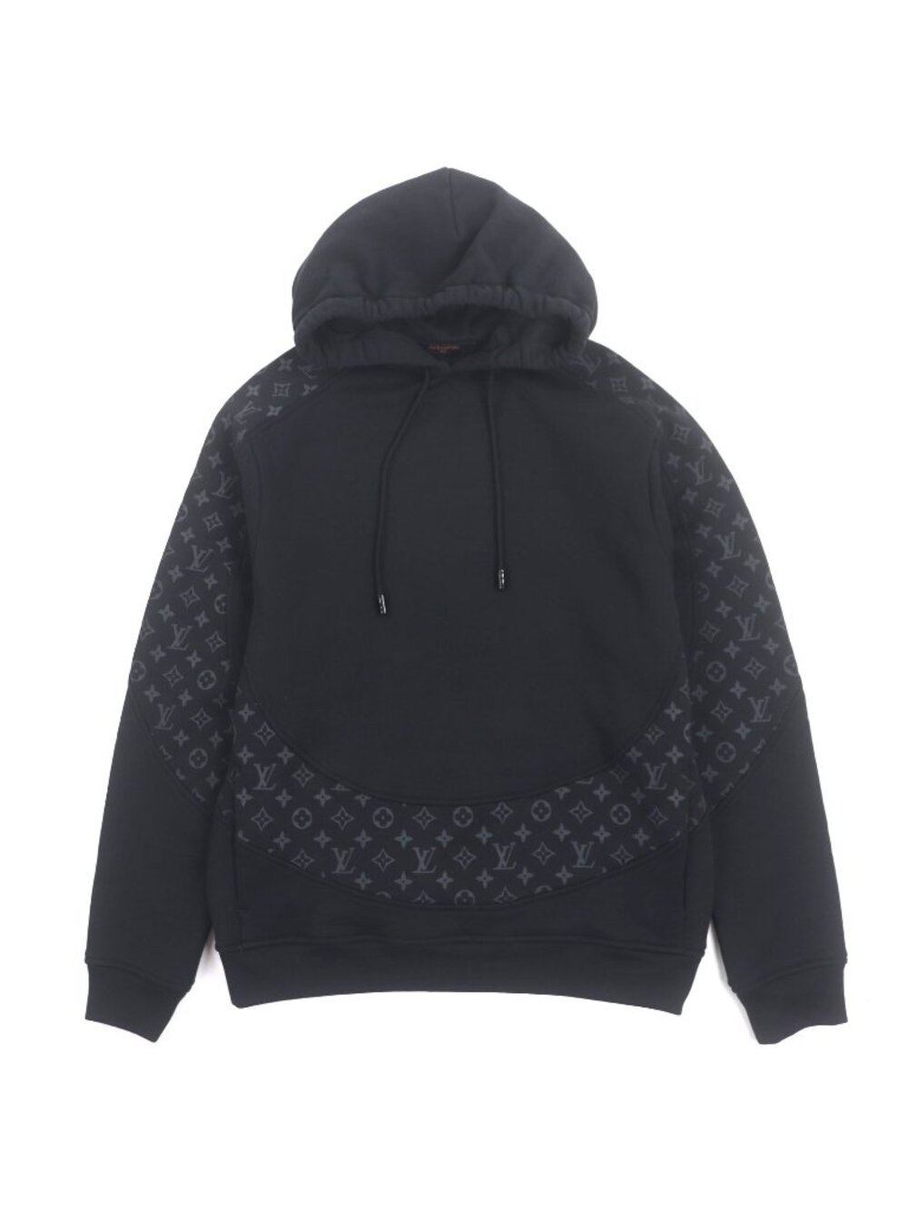Louis Vuitton Monogram Circle Cut Brushed Lining Hooded Pullover Hoodie Black